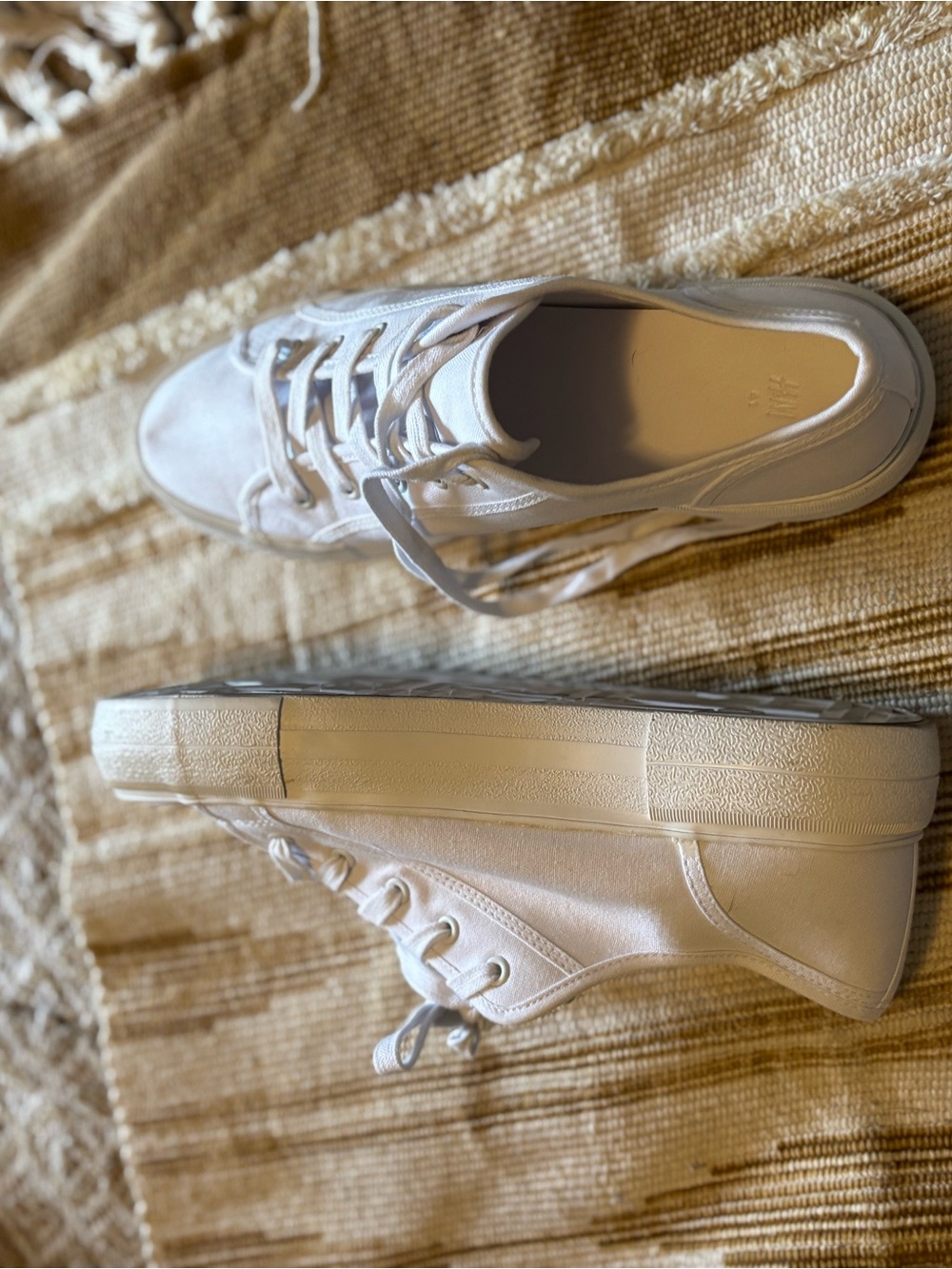 H&M White Platform Canvas Sneakers - Women's